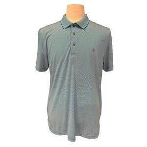 Izod Golf Mens Blue Striped Polo Shirt L Polyester Short Sleeve Casual Wear